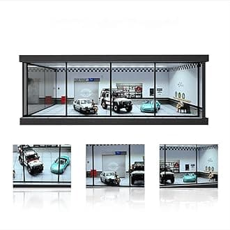 1/64 Diorama Car Garage, LED Lighting City Showroom, 1/64 Scale Diecast Car Parking Lot Storage, Scene Display Model Collection Gift (Repair Shop)