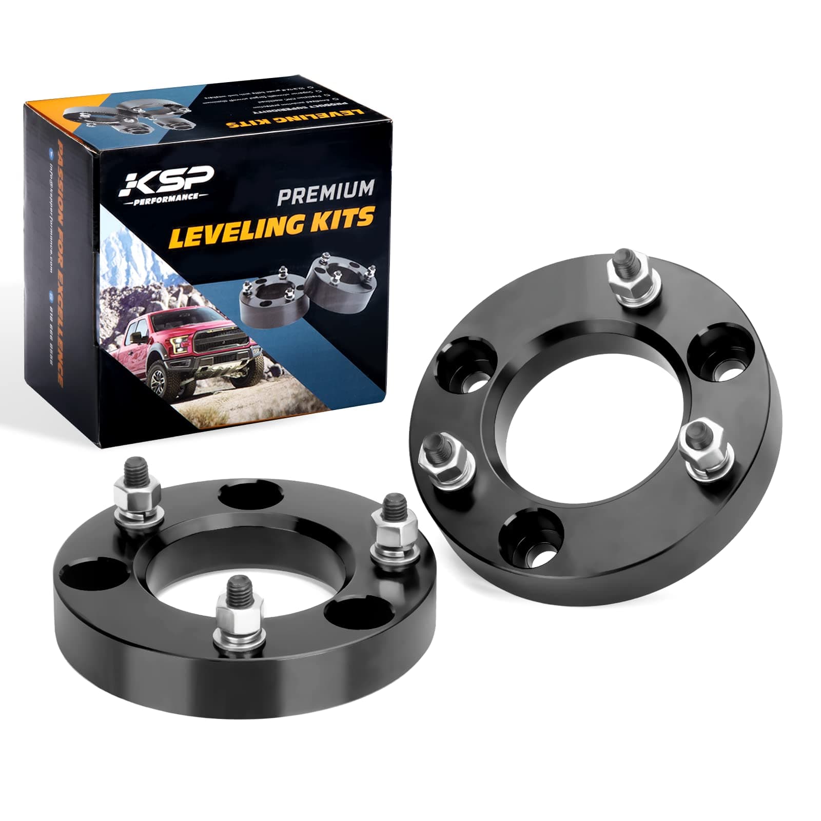 KSP 1.5" F150 Leveling Kits, 1.5in Front Strut Spacers Compatible with F-150 2004-2026 Expedition 2003-2018 Lincoln Mark LT 2005-2008, 1-1/2inch Suspension Level Kit (Package of 2pcs Black)