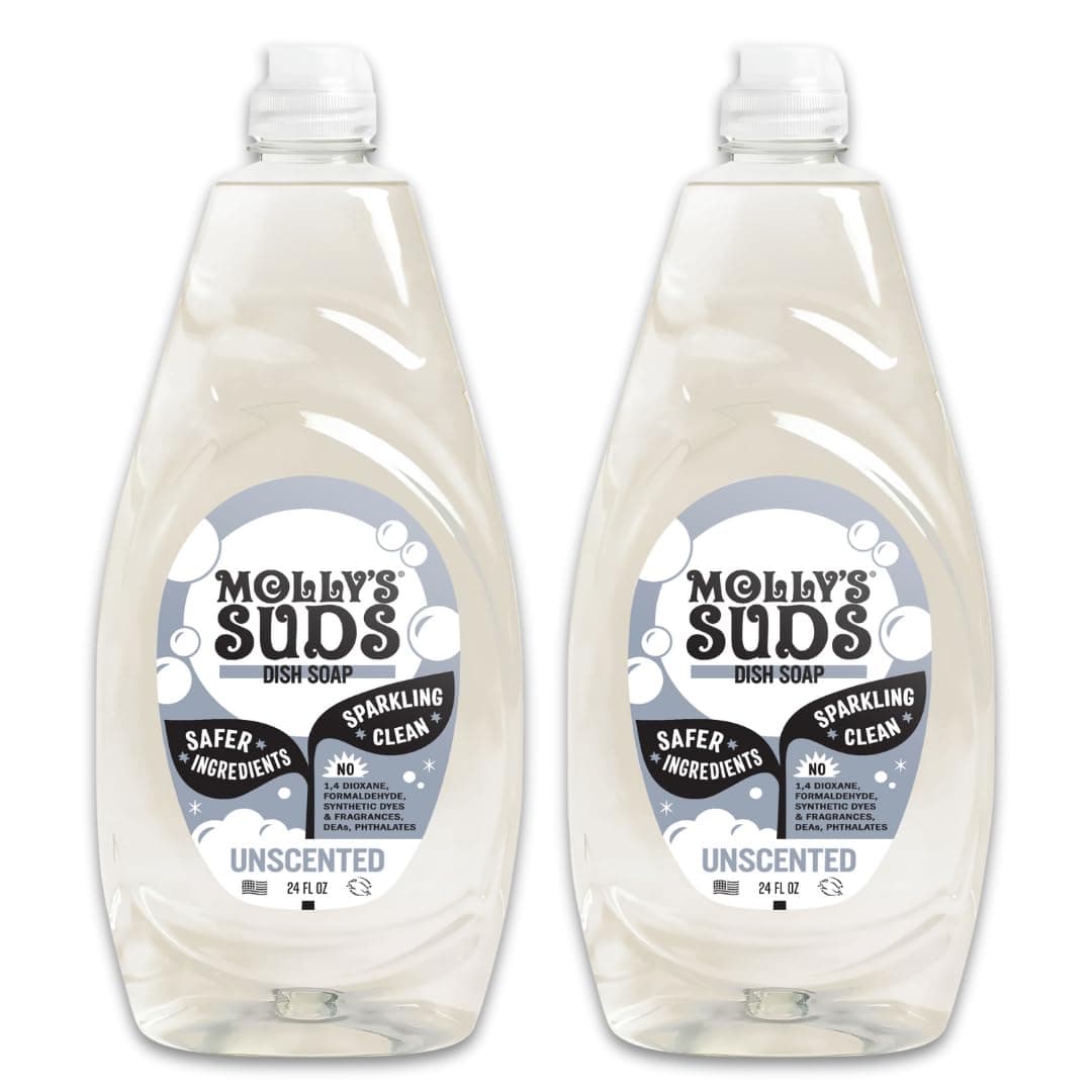 - Molly's Suds Liquid Dish Soap | Clean, Simple Ingredients | Extra Scrubbing Power | Unscented, 24 oz - 2 Pack