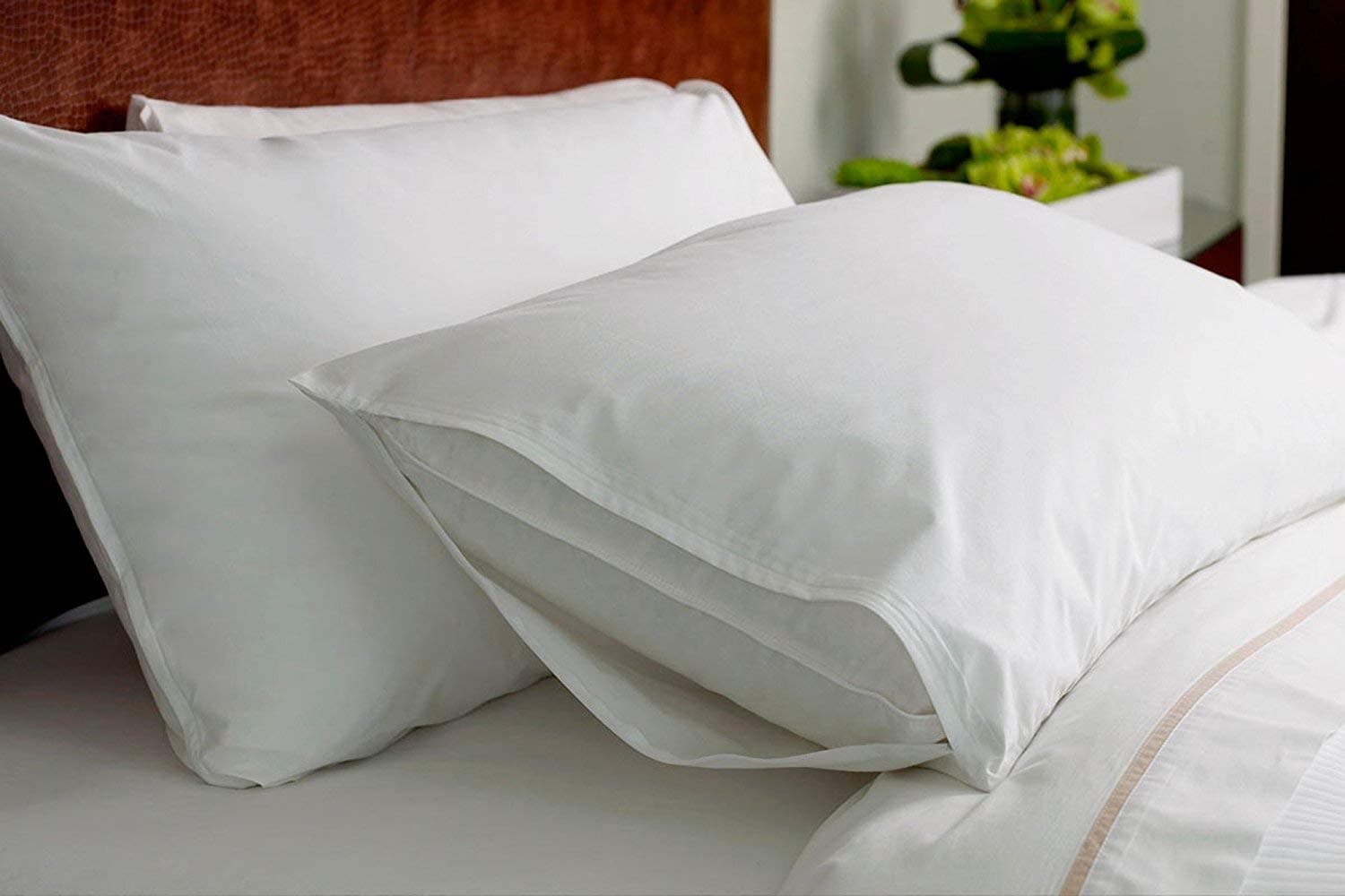 Indore CottonZippered Pillow Protector (White, 18 x 28-inches) - Set of 2