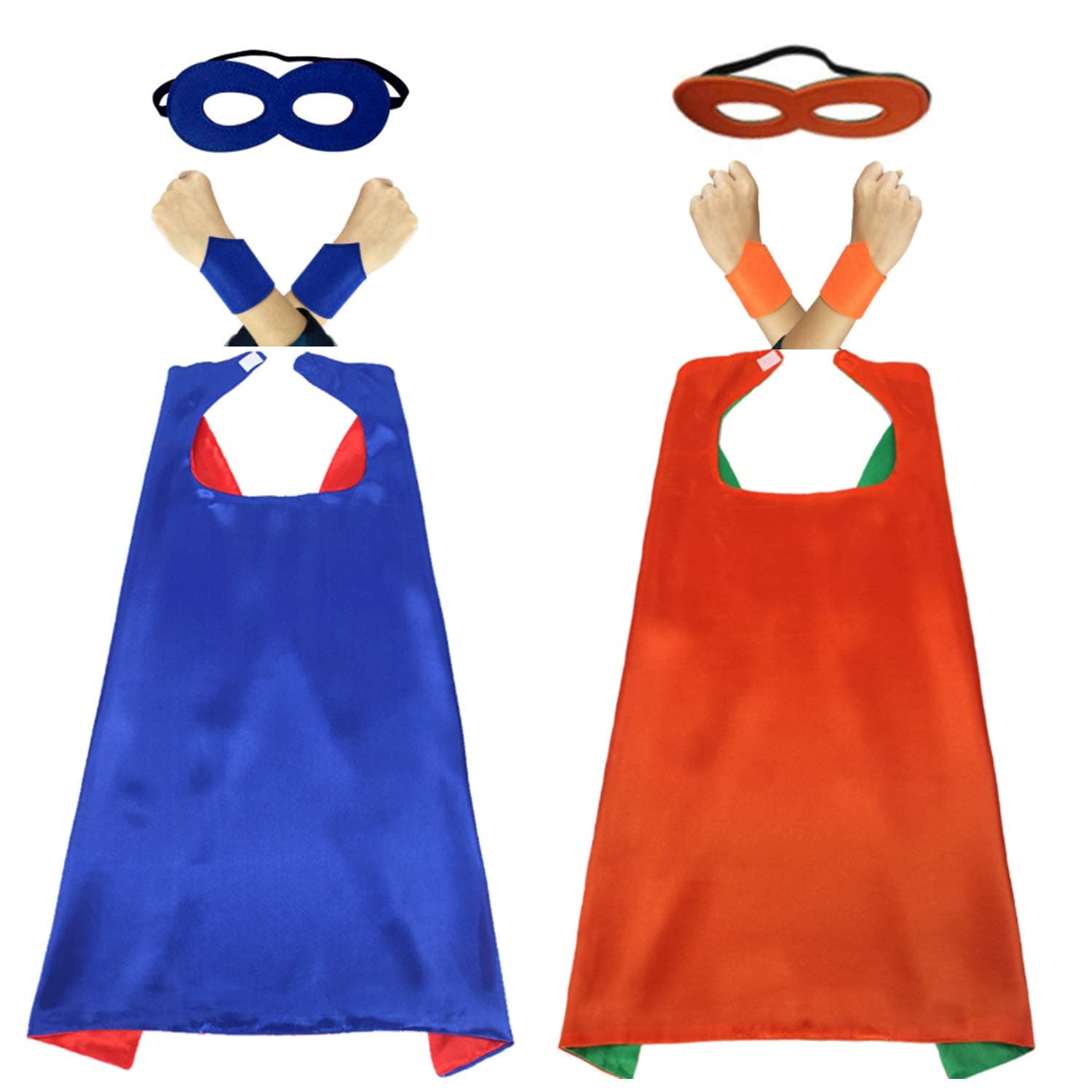 70cm Kids Capes and Masks Felt Bangle-2 Sets of Fancy Dress Up Cloaks for Kids Costumes Masquerade,Birthday Party,Christmas,Halloween Party Supplies