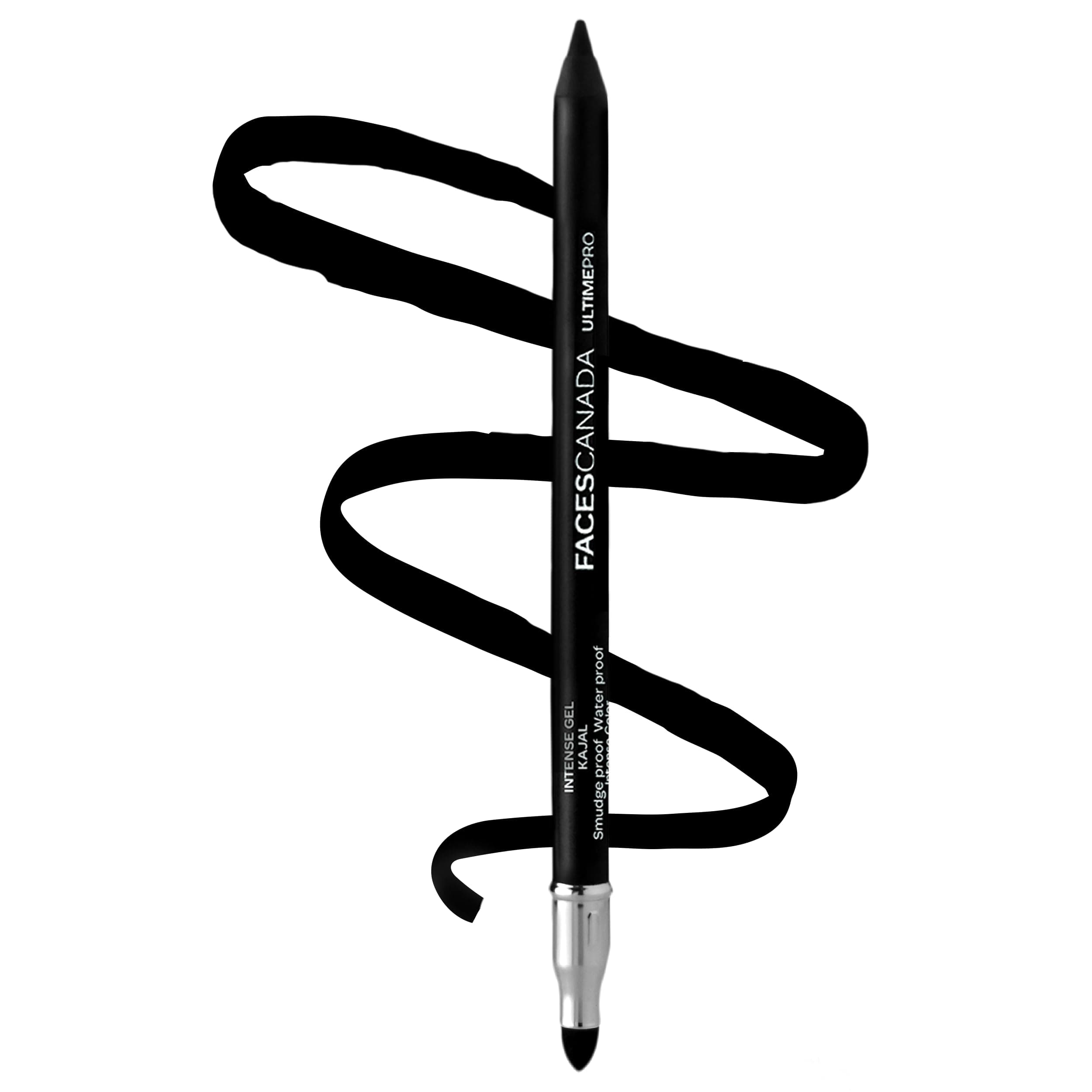 FACESCANADA Ultime Pro Intense Gel Black Eye Pencil | with Smudger & Sharpener | 24HR Long Lasting | Waterproof & Smudge Proof | One Swipe Smooth Glide | 0.04 Oz/1.2g