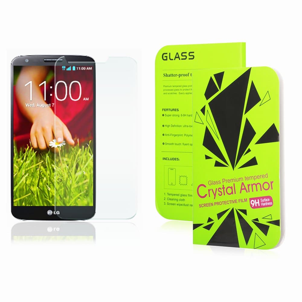 LG G2 Screen Protector, Crystal Armor 0.33mm Tempered Glass Crystal Clear | Slim | Anti Finger Print | Scratch Proof and Light weight Screen Protector for LG G2