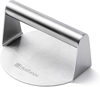 Stainless Steel Burger Press, 5.5 Inch Round Smasher,Non-Stick Smooth Hamburger Press,Flat Bottom Without Ridges, for Cooking Burgers, Bacon, Ground Beef, Meats, Sausage and So On