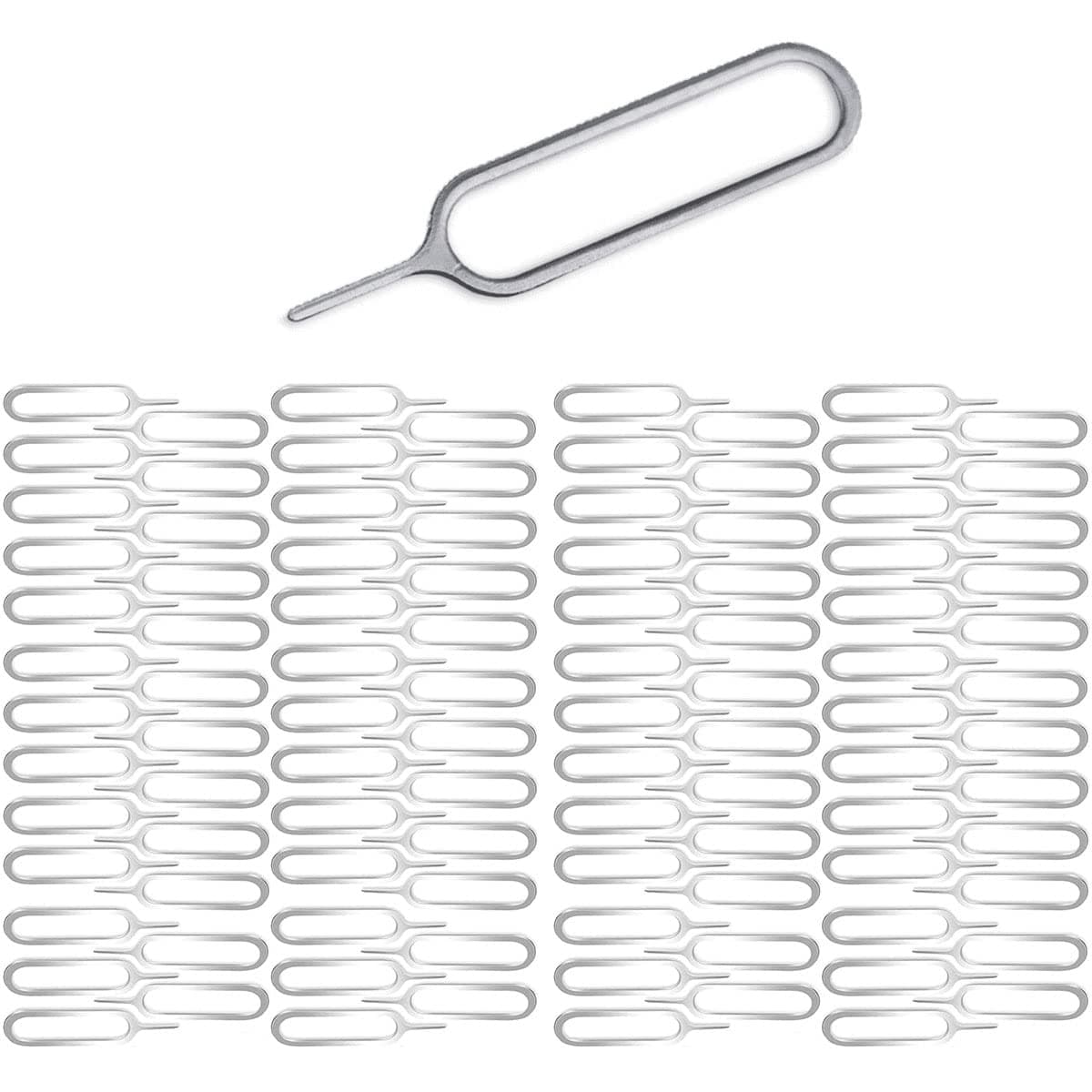 Loiisgy100 Pieces SIM Card Pin Ejector Removal Tool Compatible for All iPhone Apple iPad HTC Samsung Galaxy Cell Phone Smartphone Watchchain Link Remover, Silver