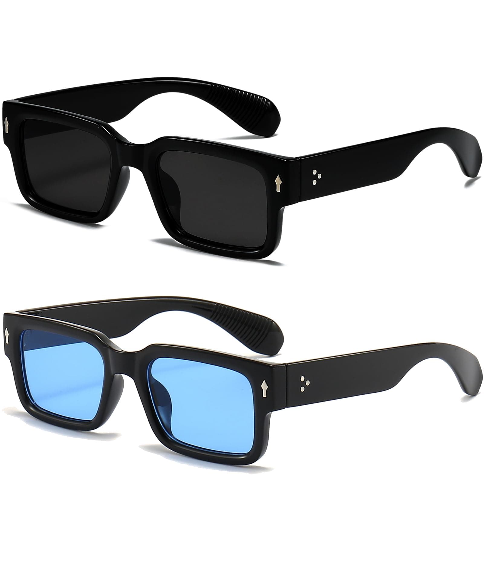 EYLRIM Square Frame Sunglasses for Women Men Trendy Chunky Rectangle Sun Glasses Black Shades UV400 Protection