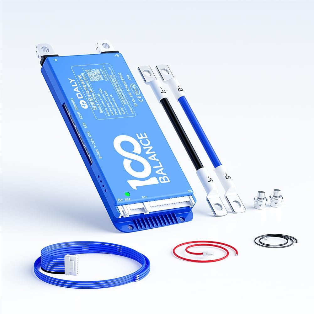 DALY BMS 100A Active Balance 1A 8S-17S Build in Bluetooth Cell Balancing Smart PCB Battery Protection Board for Li-ion/LiFePO4/LTO Lithium Battery Pack