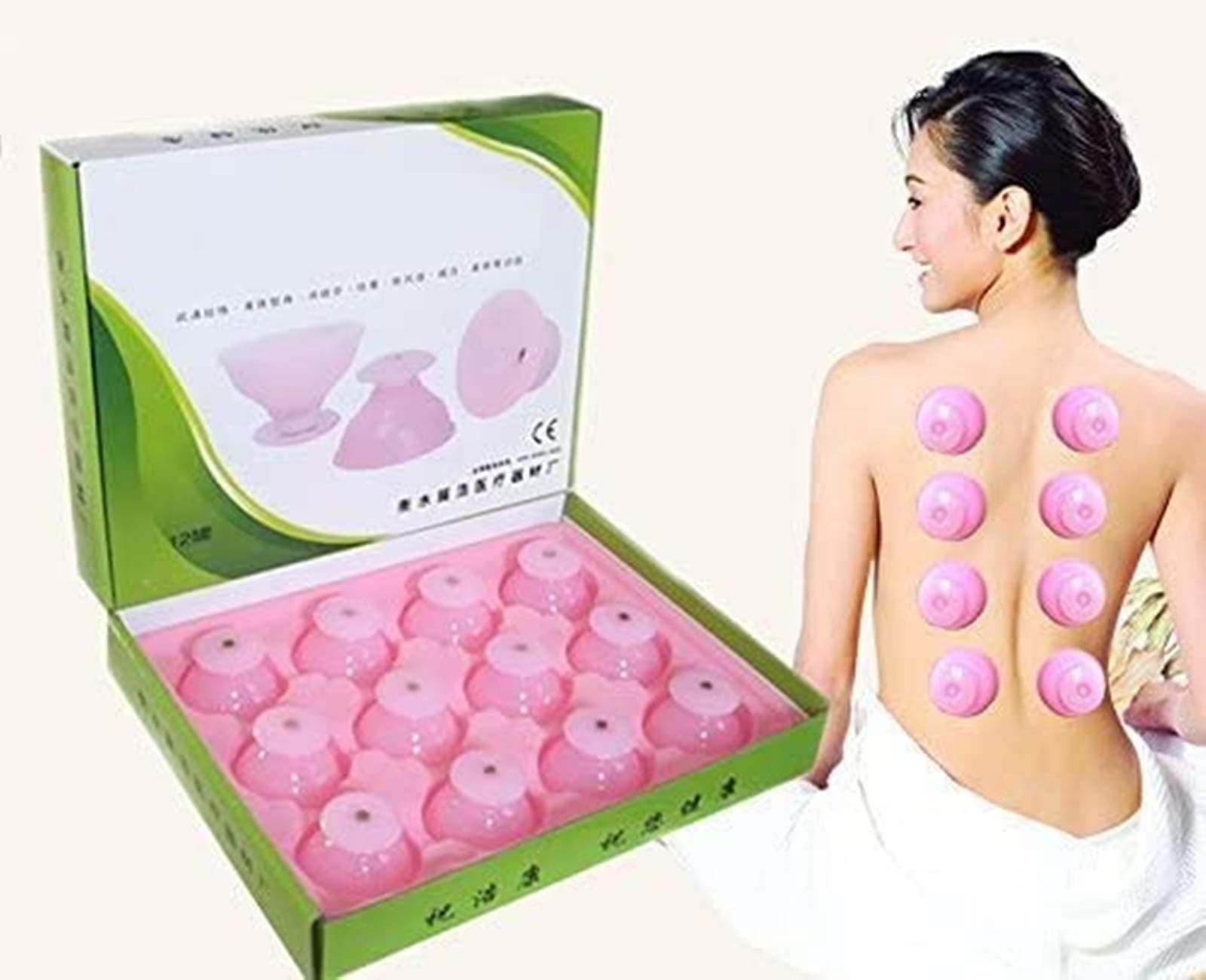 12 Pcs Pink Silicone Cupping Cups Set Professional Vacuum Massage Suction Therapy Set Body Cupping Suction Cups Massage Cup Chinese Hygroscopic Cups for Pain Relief Muscle Relaxation