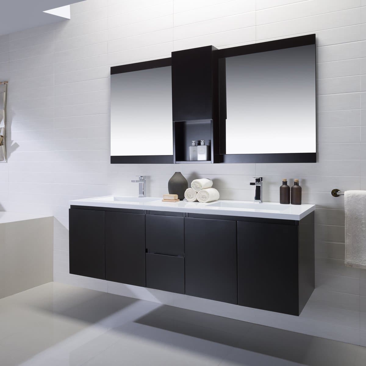 Vanity Adams 72 with Solid Surface Top. Espresso Finish