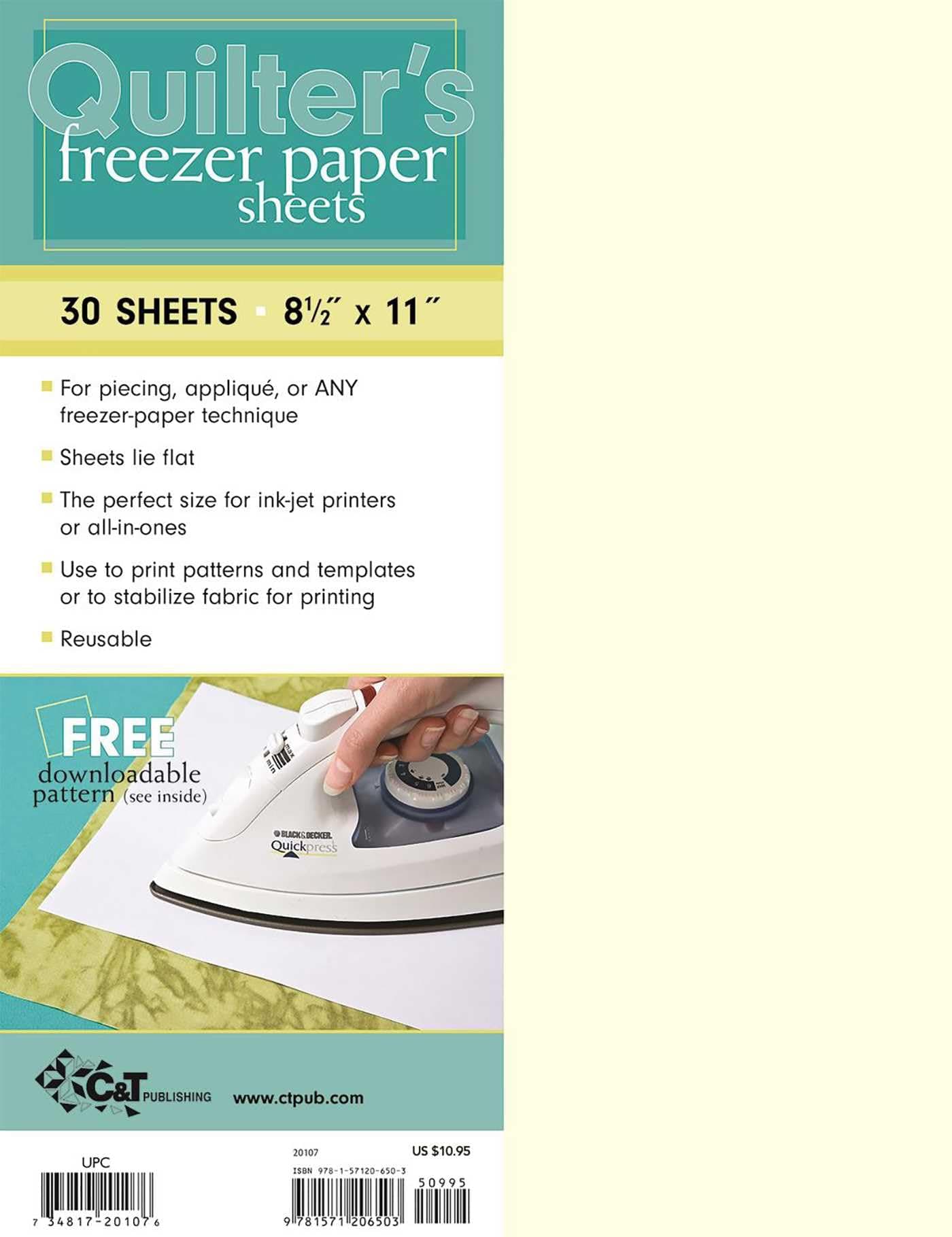 Quilter's Freezer Paper Sheets, 8.5" x 11", 30 Sheets