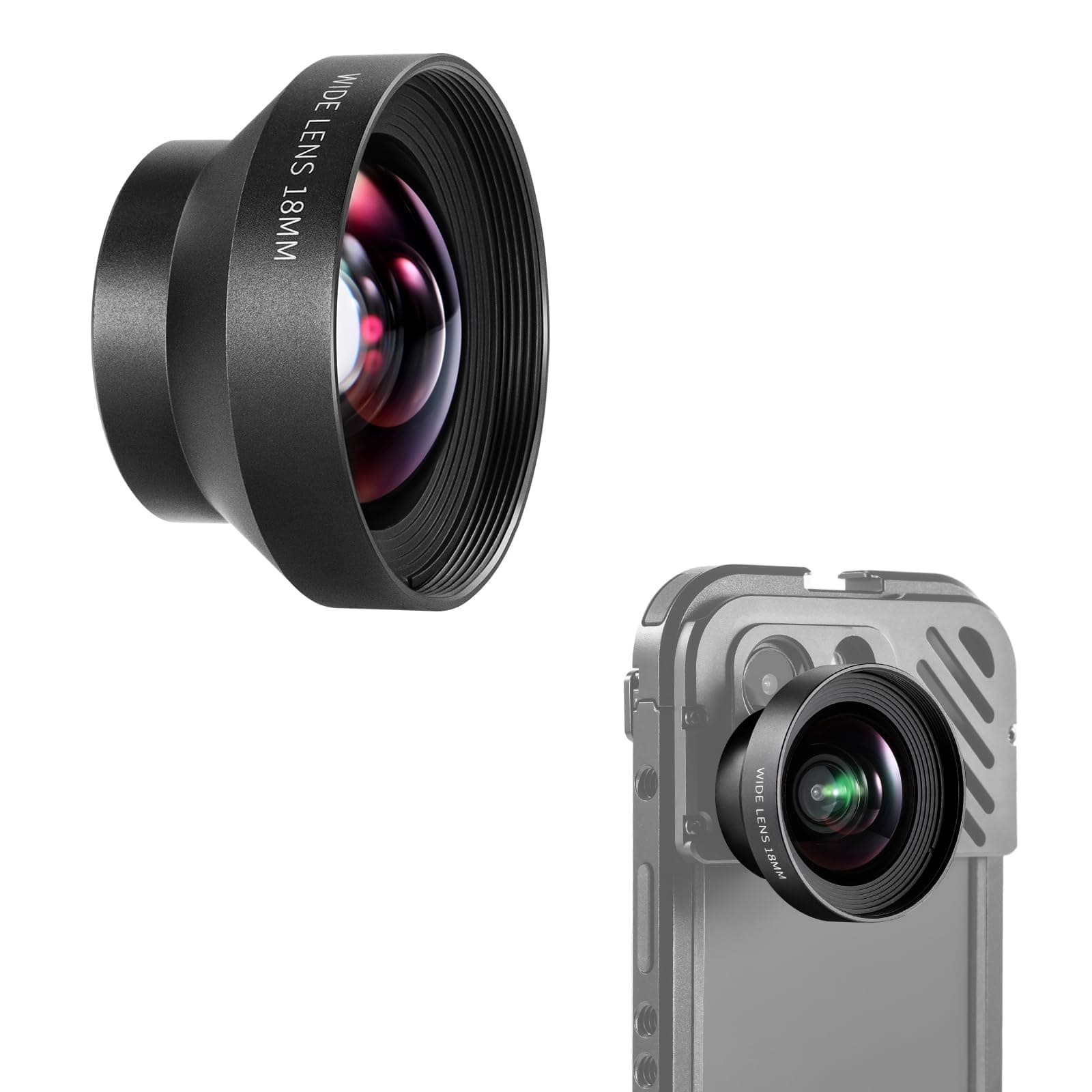 Neewer Hd 18Mm 100° Wide Angle Lens Only For 17Mm Thread Backplate, 0.5X Magnification Compatible With Smallrig Iphone Samsung Phone Cage With 17Mm Lens Adapter, Ls-42,Multi Color