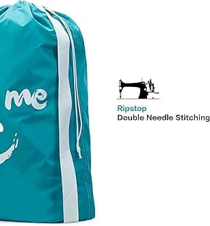 HOMEST 2 Pack XL Wash Me Travel Laundry Bag with Strap, Dirty Garments Organizer, Large Enough to Hold 4 Loads of Clothes, Easy Fit a Hamper or Clothing Basket, Grey and Sky Blue