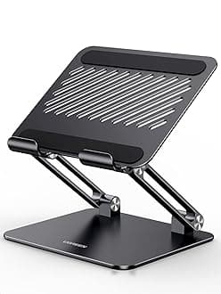 UGREEN Tablet Stand Holder for Desk Dual Rod Support Aluminum Tablet Holder Adjustable Multi-Angle Home Office Accessories Compatible with iPad Pro 13 12 11 10.5 Air Mini 5 4 3 2 Phone E-Reader Black