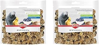 KayteeGranola Bites with Super Foods Granola Bites and Flax for Pet Birds Conure, Cockatiel, Lovebird, Parakeet, Amazon, African Grey, Ecletus, Pionus, Cockatoos and Macaws, 4.50 Ounce (Pack of 2)