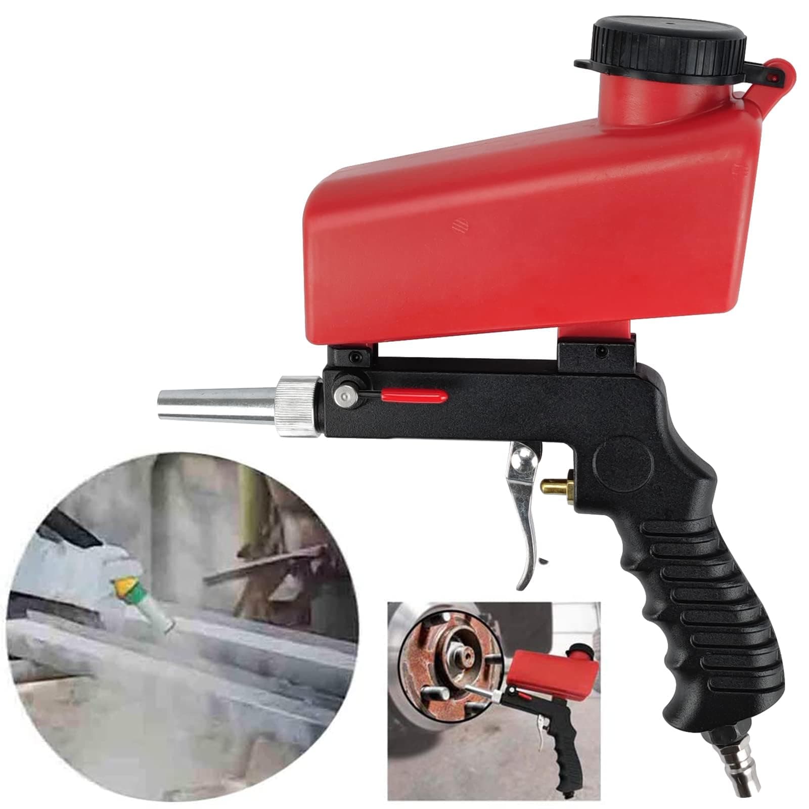Azonee Sand Blaster, Professional Anti-Rust Blasting Machine 90psi Pneumatic Sand Blasting Kit Handheld Gravity Sandblaster Adjustable Flow Rate for Spraying Remove Paint Stains Rust Spot