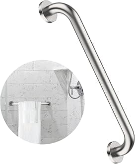 16 Inch Shower Grab Bar Satin Brushed Nickel, ZUEXT Stainless Steel Safety Grab Bar Handle, Bathroom Balance Bar, Safety Hand Rail Support - Handicap, Elderly, Injury, Senior Assist Bath Handle