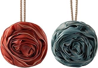 Large Bath Sponge Pouf Loofahs 2 Packs 70g Rose Friendly Exfoliating Mesh Brush Shower Ball Exfoliate, Body Scrubber, Cleanse, Soothe Skin Bathroom Accessories Men Women Wash Cleaning