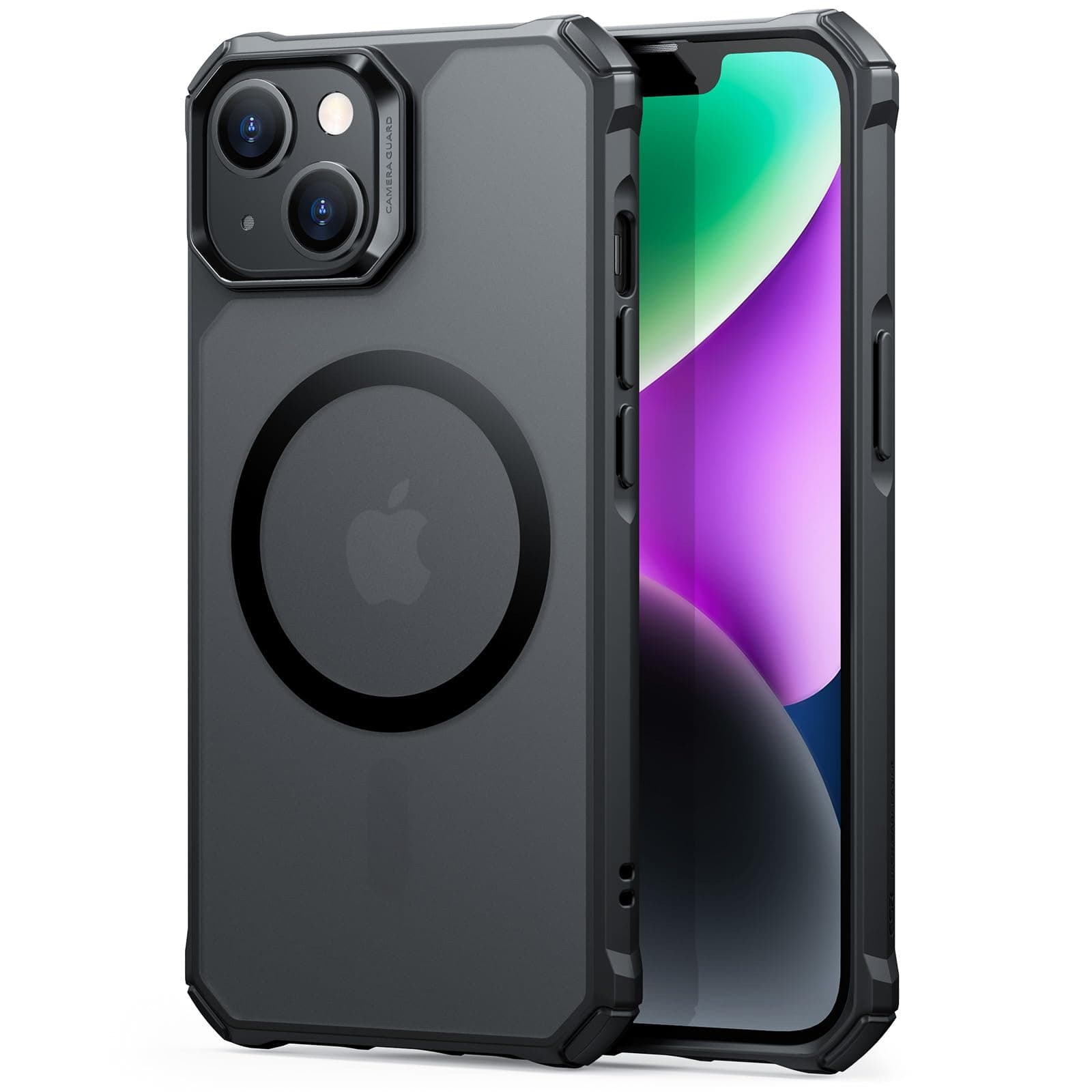 for iPhone 14/13 Case, MagSafe Compatible, Military-Grade Protection, Shock-Absorbing Corners, Scratch-Resistant, Anti-Yellowing Acrylic Back, Slim Protective, Air Armor Series, Frosted Black