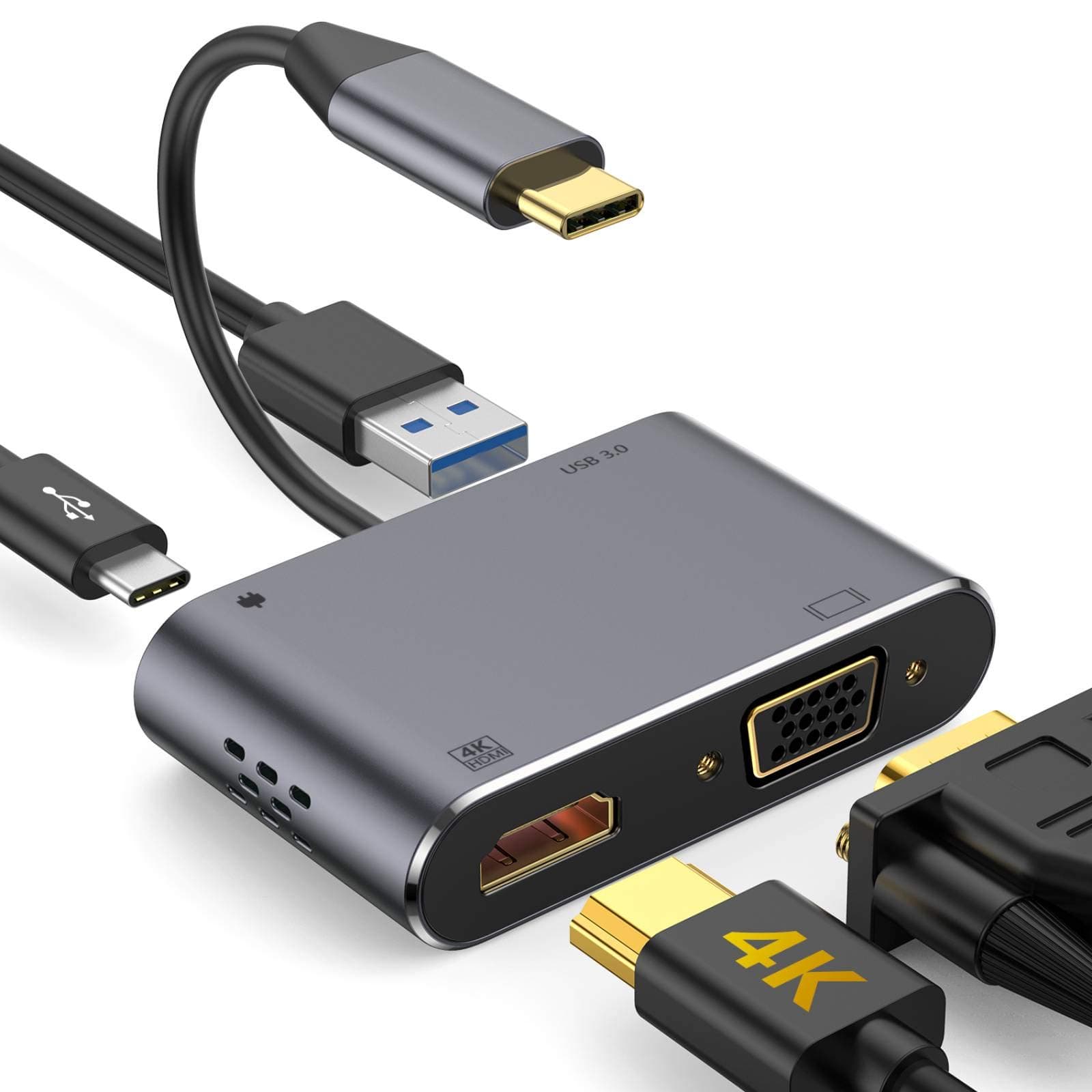 4-IN-1 USB-C to VGA/HDMI Adapter