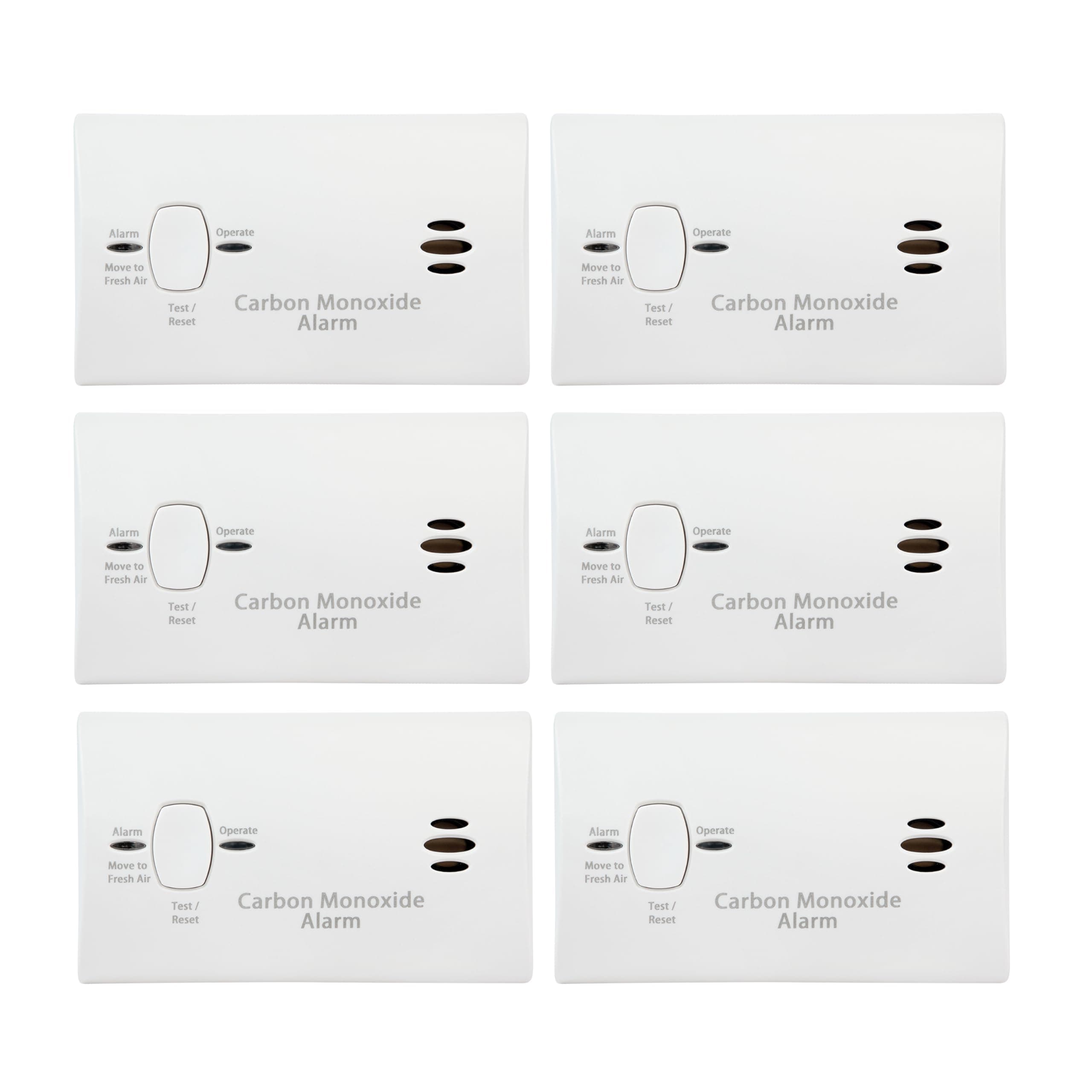 Carbon Monoxide Detector, AA Battery Powered, Portable for Travel or Home, 85 dB Alarm, LED Status Indicators, 3rd Edition, 6 Pack