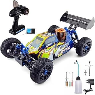 1/8 Nitro RC Truck for Adult 90KM/H 4WD Nitro Gas Powered RC Car 94970 26CXP Engine Fast Speed Remote Control Truck RTR Hobby Racing Vehicle Methanol Fuel Off-Road Short Course Crawler (Blue)