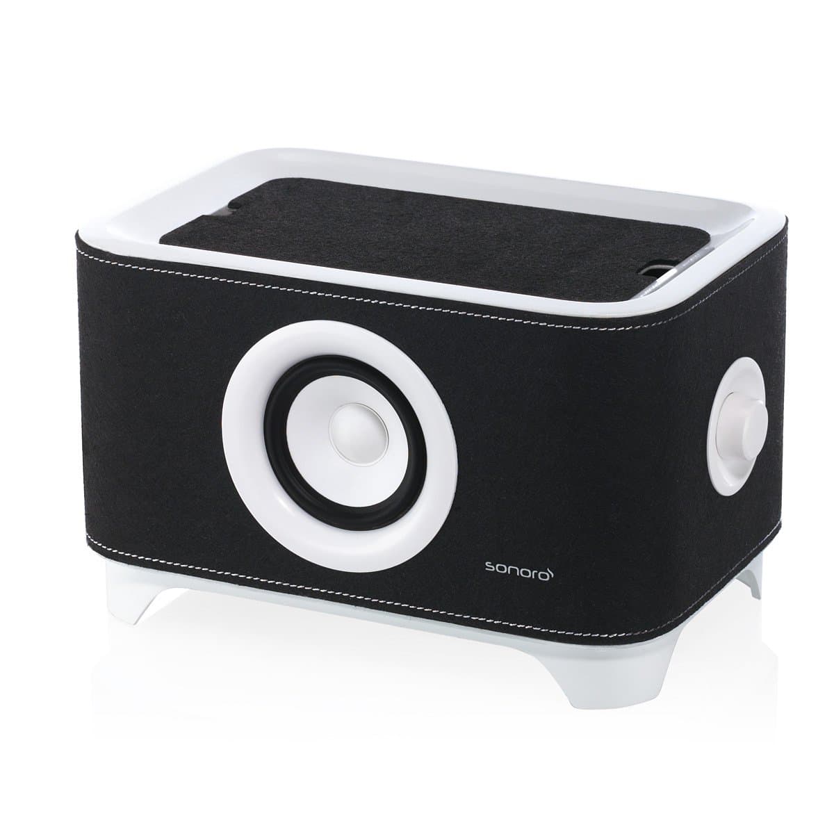 Sonoro Troy Universal Desktop Speaker Stand with Charger - Black Felt