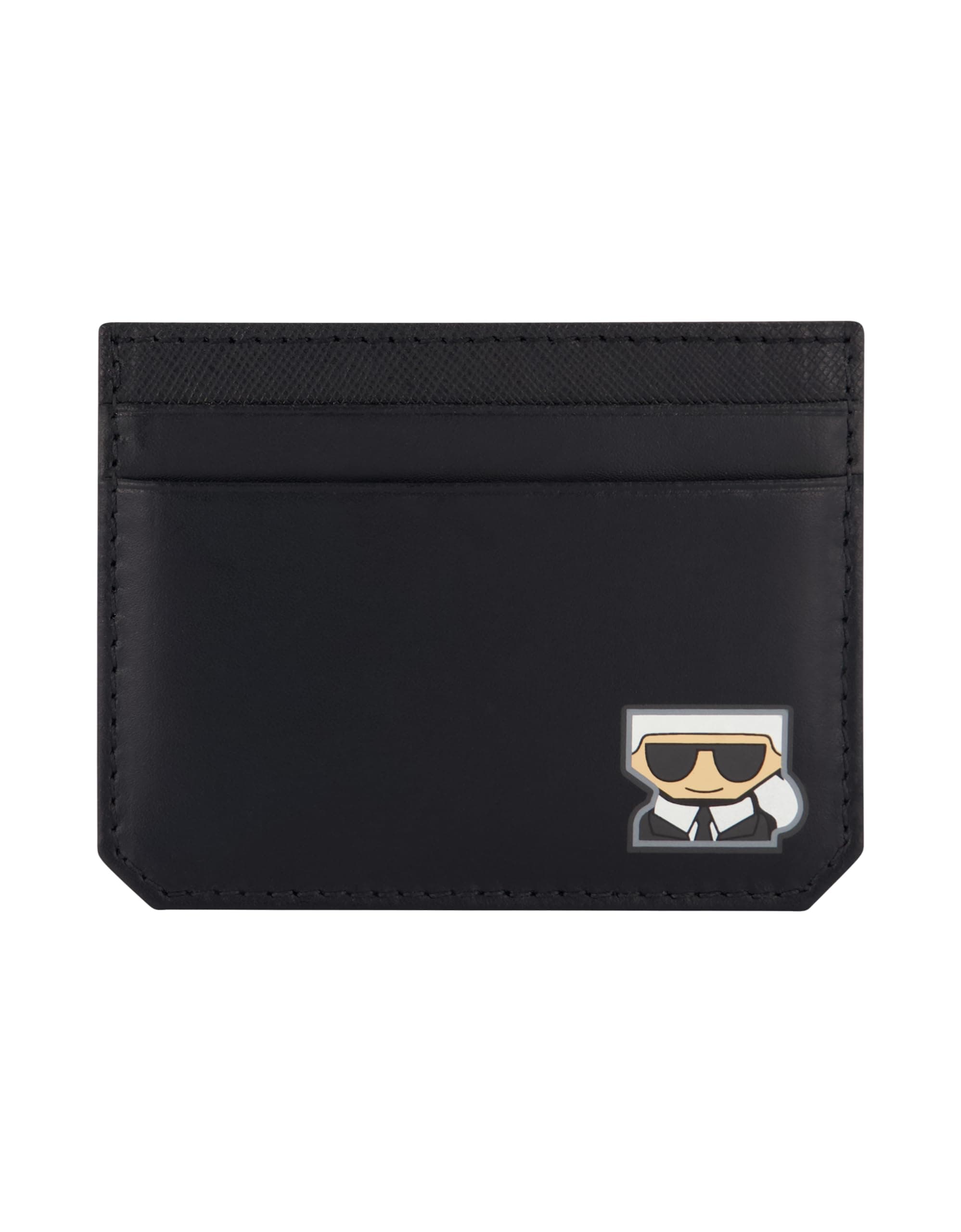 Paris Women's Split/Saffiano/Bubble Leather Kocktail Karl Head Logo Slim Card Holder, Black_kc3, One Size