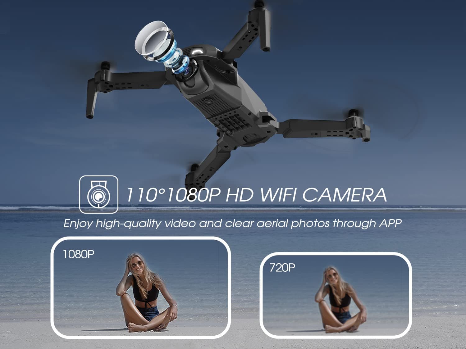 NEHEME NH525 Foldable Drones with 1080P HD Camera for Adults, RC Quadcopter WiFi FPV Live Video, Altitude Hold, Headless Mode, One Key Take Off Kids or Beginners 2 Batteries, Upgraded Version