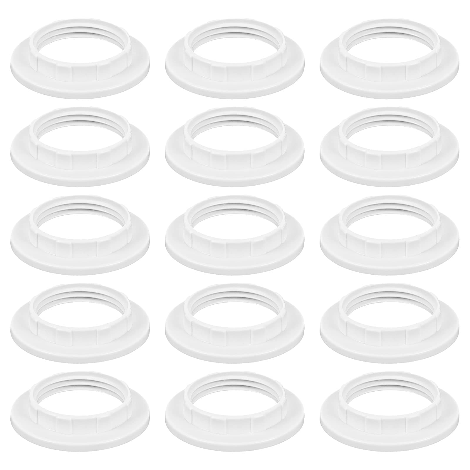 Haisheng 15PCS Lampshade Reducer Ring, E14 Plastic Screw Collar Ring, Screw Bulbs Lamp Holder Lampshade Washer Adaptor Converter (White)