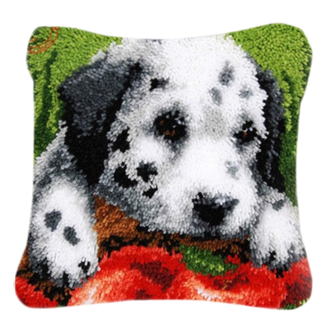 Latch Hook Kits Rugs, ColiCor DIY Latch Hook Kits Cushion Latch Hooking Rug Kits Cushion Embroidery for Kids, Dog