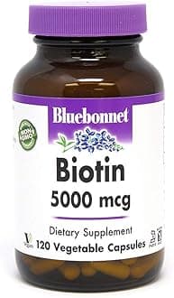 Bluebonnet Nutrition Biotin 5000 mcg Vegetable Capsules (120 Count)