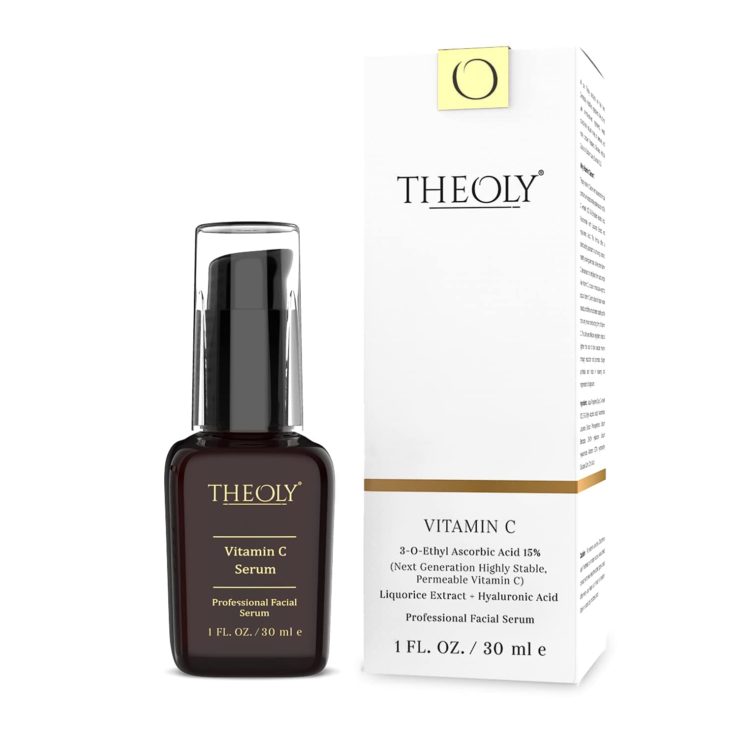 Theoly Vitamin C Face Serum For Glowing Skin | Next Generation Highly Stable And Effective Skin Brightening Vit C Serum | (3-0-Ethyl Ascorbic Acid 15%) Liquorice Extract | Hyaluronic Acid 30 Ml