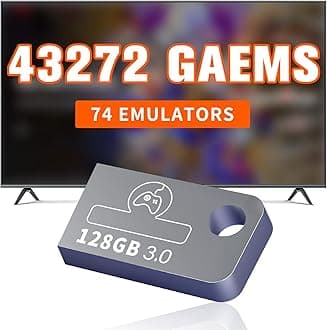 Retro Game Console 128G USB Drive with Batocera Game System, 43254 Retro Games Emulator Game Console Stick, Wireless Retro Game Console with 74 Emulators, Plug and Play Retro Drive for PC/Handheld
