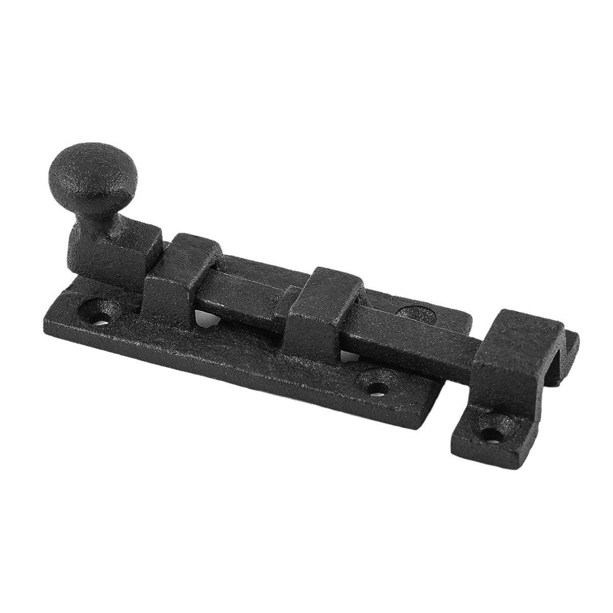Slide Bolt Latch 3.5 in. Black Wrought Iron Ball Tip Style Slide Bolt with Mounting Hardware