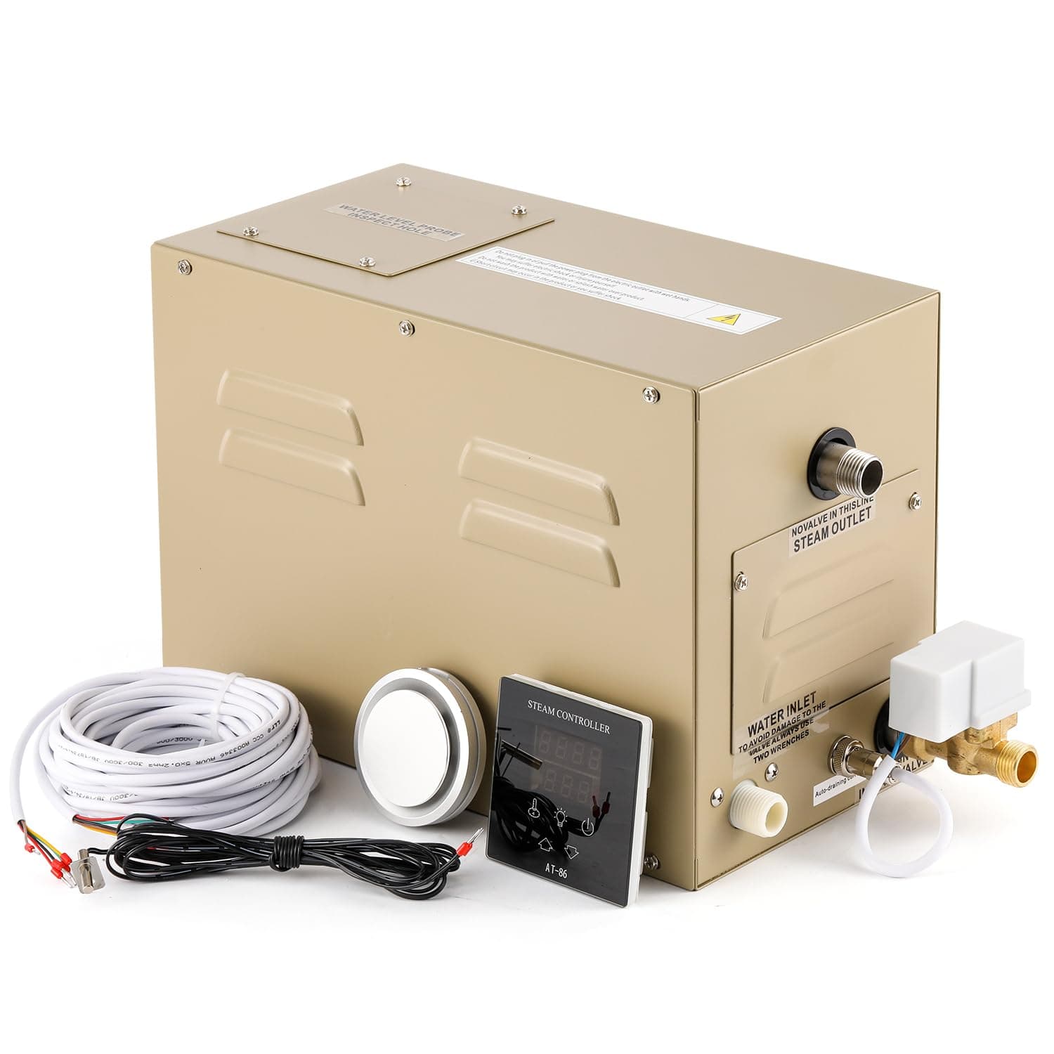 Hapyvergo Steam Shower Generator Kit 3KW for Bath Sauna SPA, Self-draining System, Aromatherapy Steam Head, LED Waterproof Controller, 12-Hour Timer 77-131℉ For Home Commercial Use