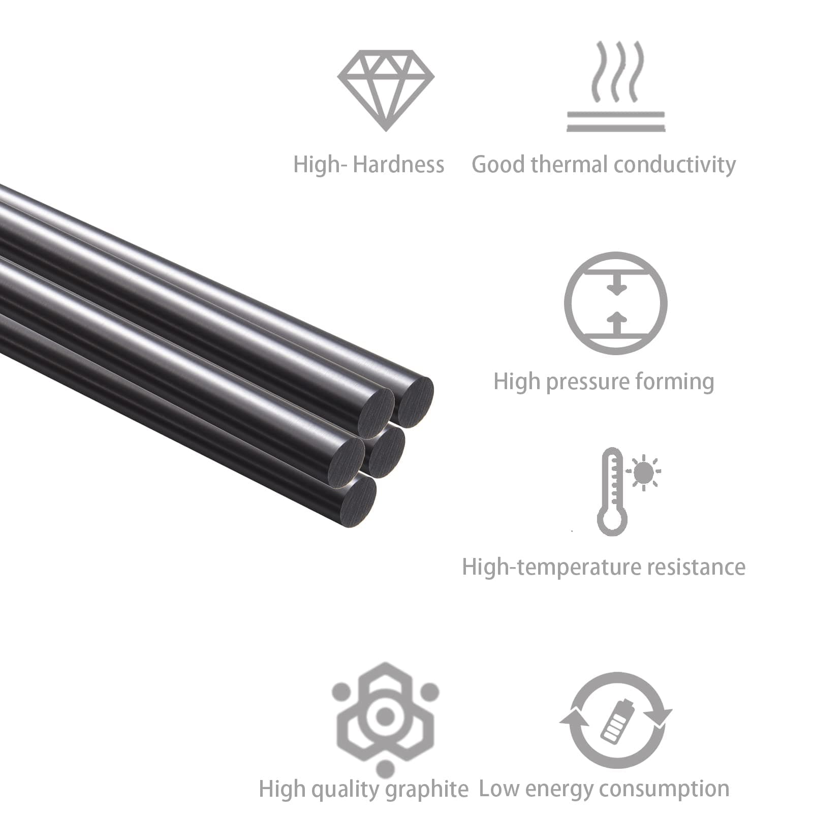 Graphite Stir Rod, 5Pack Graphite Crucible Stir Stick Long Carbon Stirring Rod for Molten Metal and Melting Casting Refining Gold Silver Copper, 12"/30 cm Lentgh 5/16"/0.8 cm Diameter