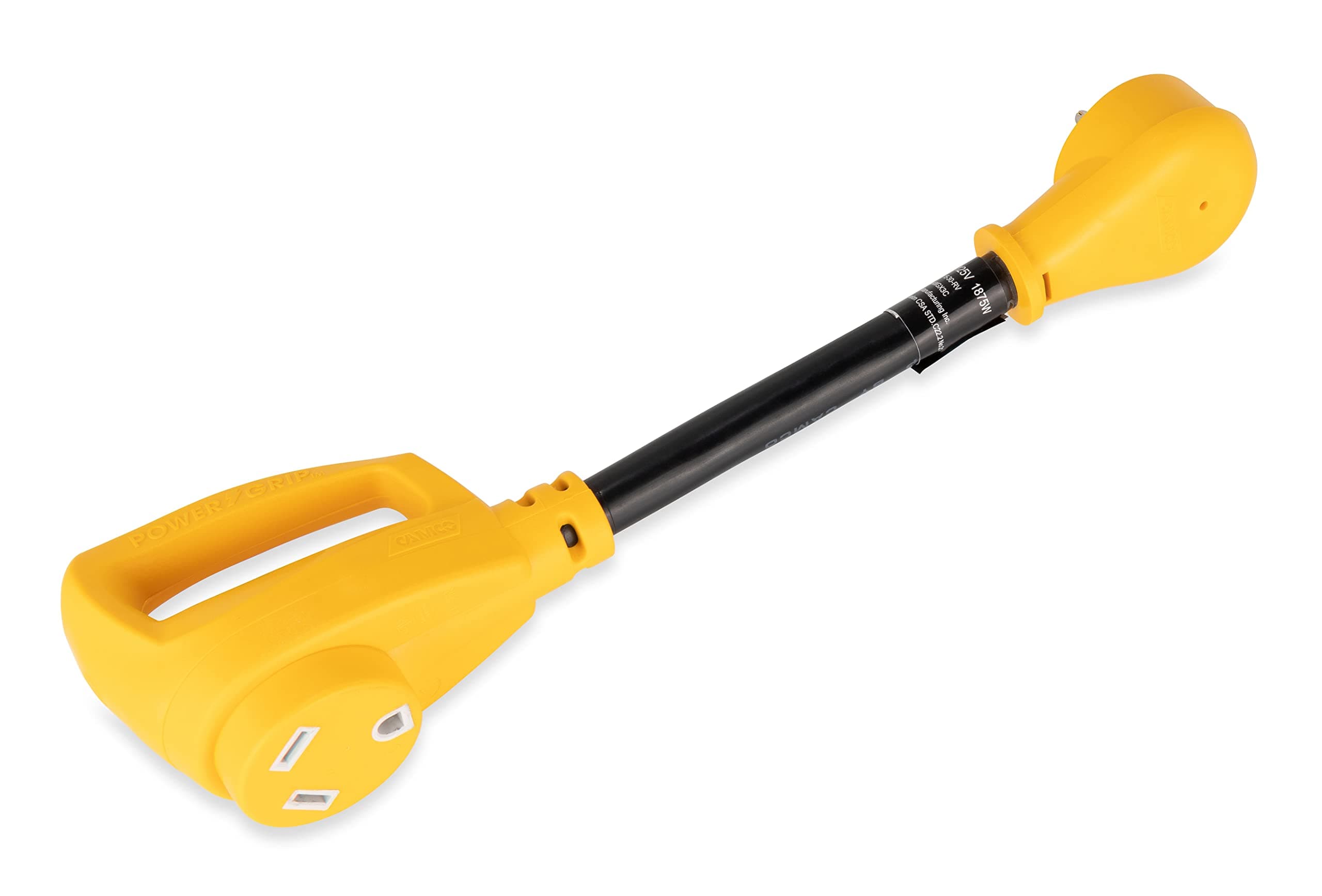 Camco Camper/RV Dogbone Electrical Adapter - Features 15-Amp Male (NEMA 5-15P) & 30-Amp Female (NEMA TT-30R) - Rated for 125 Volts/1875 Watts & Crafted w/Copper 10/3-Gauge Wires (55165)