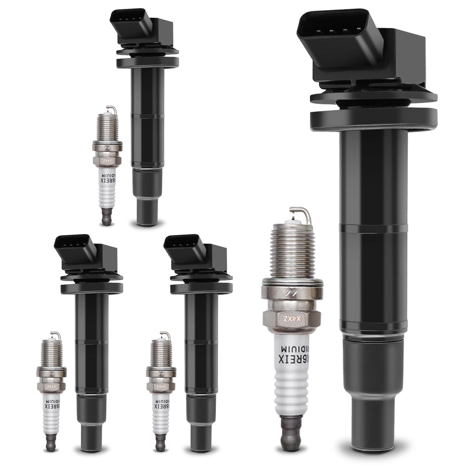 UF333 Ignition Coil Packs & 7092 Double Iridium Spark Plug Compatible with 2001-2012 Toyota Camry Corolla RAV4 Solara Matrix Highlander Lexus HS250h Scion xB TC C1330