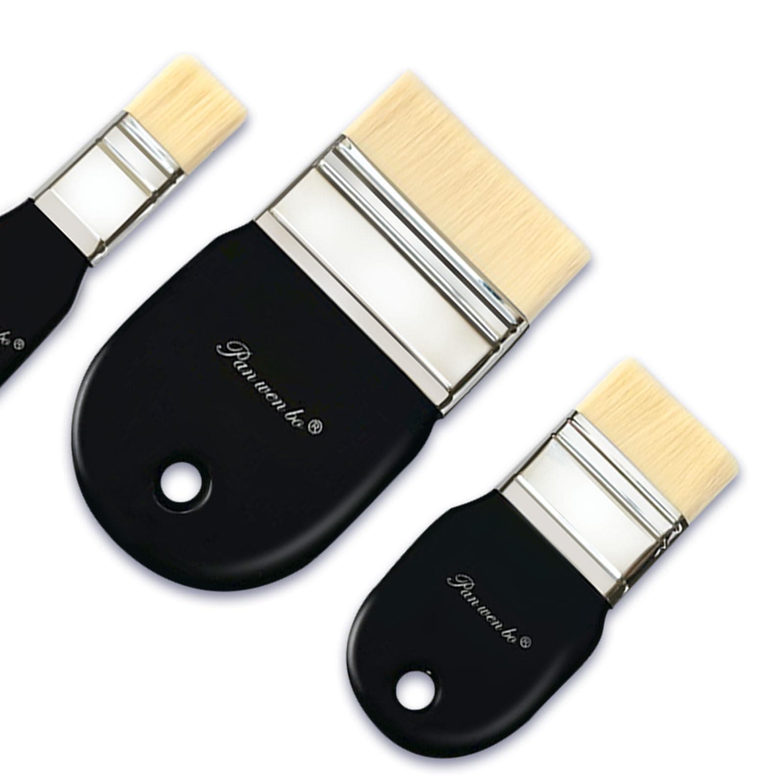 3 PCS Flat Paddle Paint Brush Set, Nylon Painting Brushes for Acrylic, Oil, Paint, Varnishes, Watercolor, Painter, Students, Artist and Watercolor Brushes Paints (1"", 2"", 3""), pwb-400