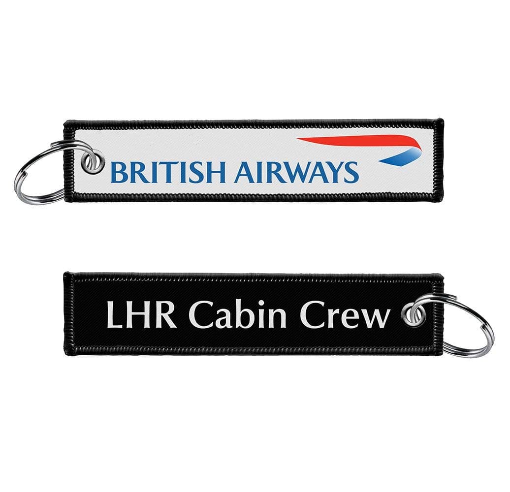 koolkrewBritish Airways Keychain - Schwarz - Double Sided - 12.8cm x 2.5cm - Woven with Merrowed Borders - Nickel Plated