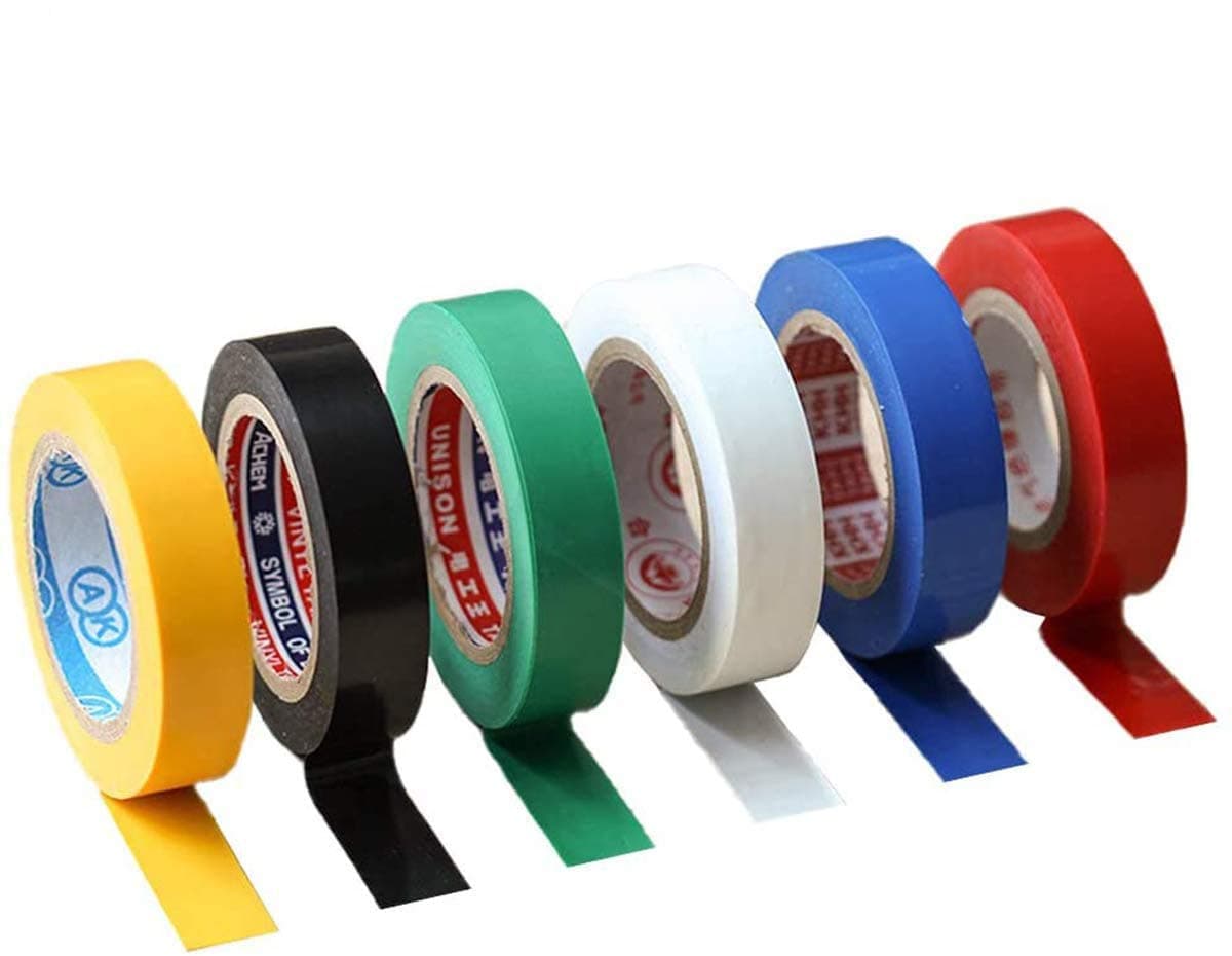 YU WELL Lakobos Insulation Tape 6 Pack Mixed Colour 15mm x 18mm Electrical Tape PVC Tape Adhesive Gaffer Tape, Suitable for Cable Insulation, Large