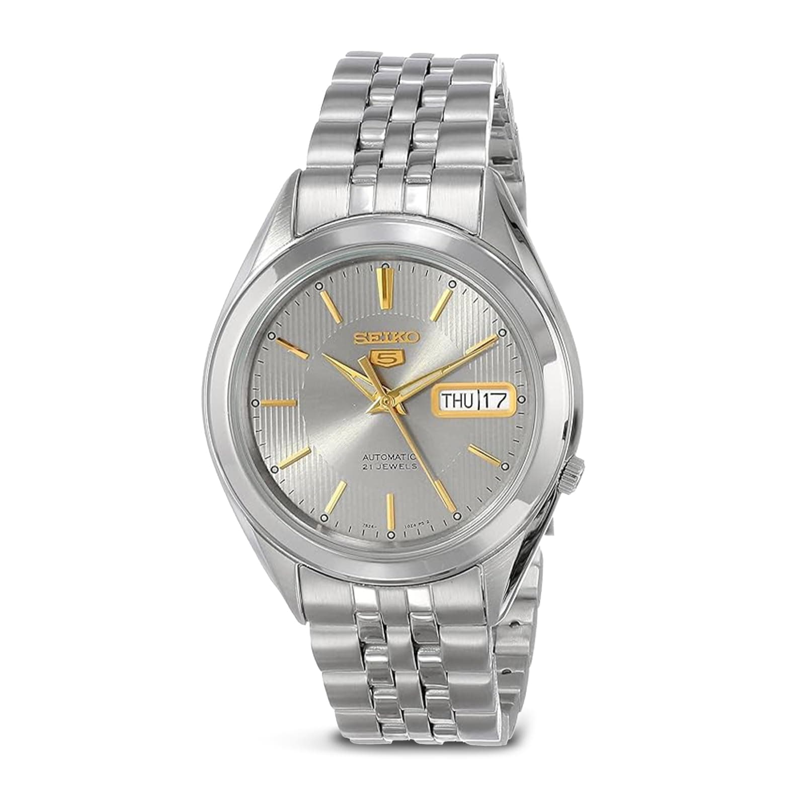 Automatic Watch for Men 5-7S Collection - with Day/Date Calendar, Luminous Hands, Stainless Steel Case & Bracelet