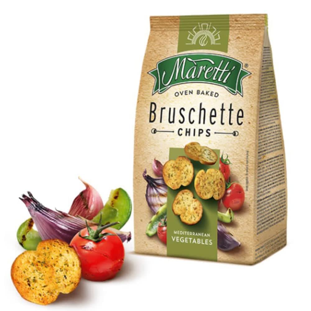 Maretti Oven Baked Bruschette Mediterranean Vegetables Chips, 70 Grams