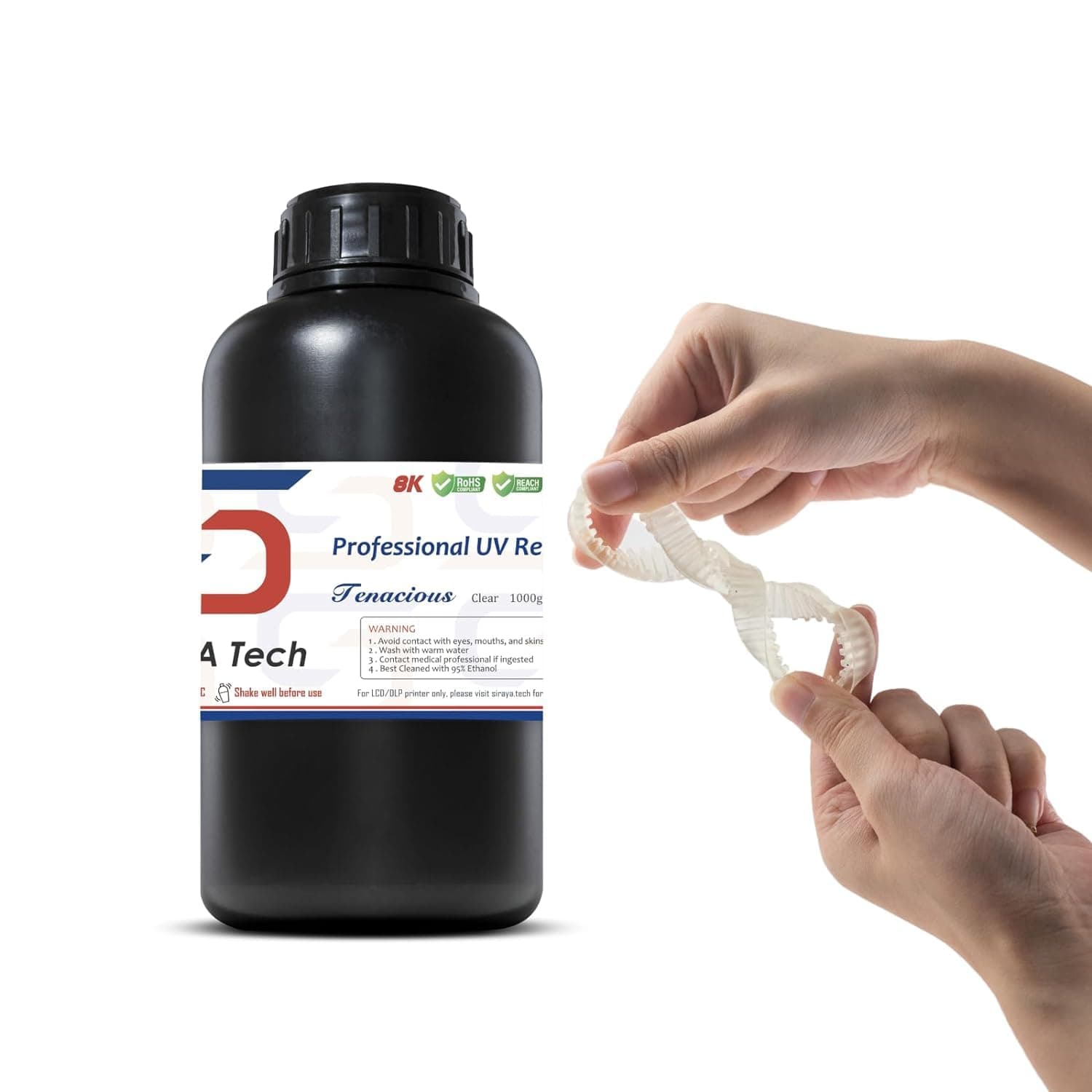 Tenacious 3D Printer Flexible 405nm UV-Curing Resin with High Impact Resistance Standard Photopolymer Resin for LCD DLP 3D Printing (1000g, Clear)