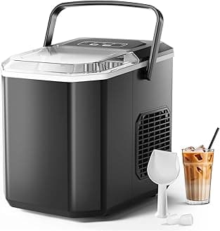 Portable Ice Maker Countertop, Dual-Size(Large/Small) Ice Machine with Self Cleaning, 1.5 Water Tank with Ice Scoop & Basket,9 Cubes in 6 Mins, 12Kg/24h, for Home/Kitchen/Office/Bar, Black
