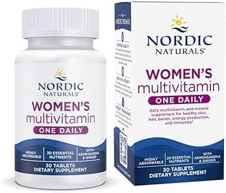 Nordic Naturals Women’s Multivitamin One Daily - Skin, Hair, Energy, & Bone Support - Immunity Supplement - 20 Essential Nutrients - 30 Tablets - 30 Servings