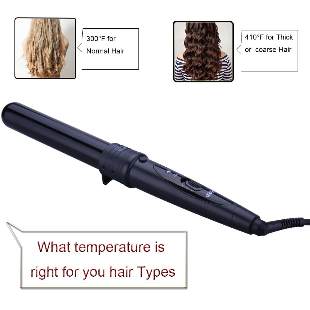 Professional Curling Iron and Wand Set with Interchangeable Tourmaline Ceramic Barrel, 4 in 1 Hair Curling Iron Brush & Curling Iron, with heat resistant glove and 2 Hair Clips