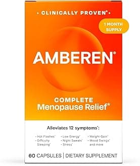 Amberen Menopause Supplement for Women, 60 Capsules, Clinically Proven, Helps Support Hormone Balance, Helps Relieve 12 Menopause Symptoms: Hot Flashes, Night Sweats, Mood Swings and More