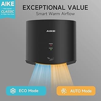 AIKE Air Wiper Compact Quick Drying Hand Dryer, 1400 W 220 V, Plug & Use, Paperless & Contactless for Public Sanitary, AK2630S (Black)