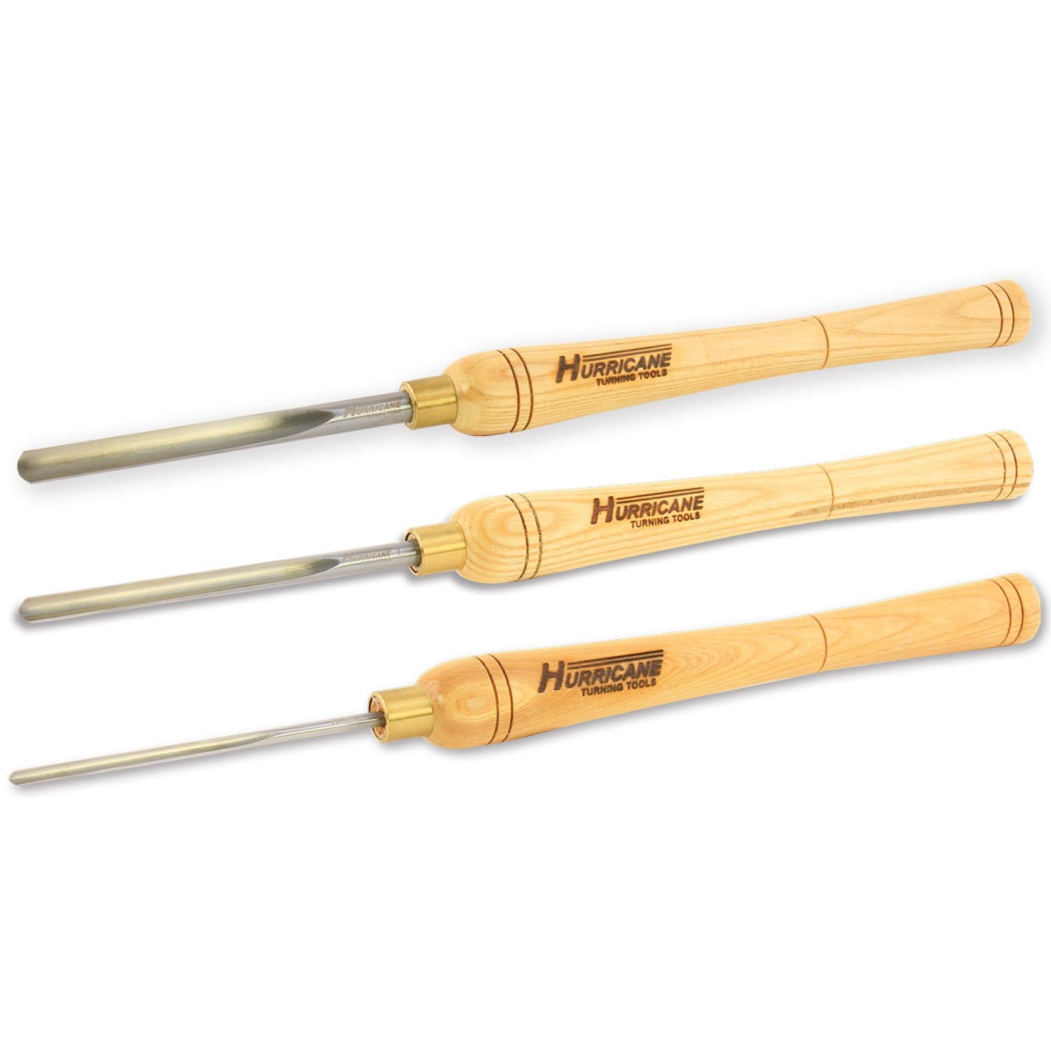 HSS, 3 Piece Spindle Gouge Set (1/4", 3/8" and 1/2" Flute), Standard Series Woodturning Tools